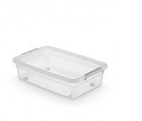 Storage container MOXOM Basestore Bedroller, 29l, on wheels, with clip, transparent