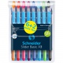 Długopis SCHNEIDER Slider Basic, XB, 6+2, etui z zawieszka, mix kolorów, Długopisy, Artykuły do pisania i korygowania