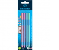 Długopis SCHNEIDER Slider Edge, XB, 4szt. blister, mix kolorów pastel, Długopisy, Artykuły do pisania i korygowania