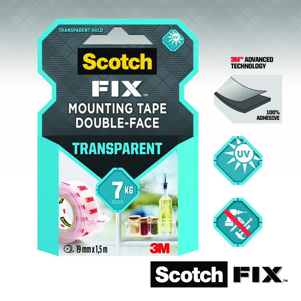 Mounting tape SCOTCH®, 19mm x 1,5m, transparent - PBS Connect Polska:  artykuły, materiały i akcesoria biurowe