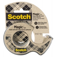 Taśma biurowa SCOTCH&reg; Magic&trade; (9-1915D), 66% kleju roślinnego, matowa, 19mm, 15m, z dyspenserem