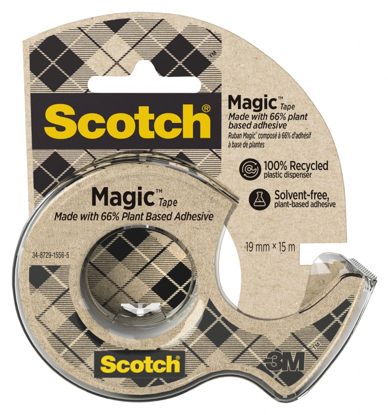 Office tape SCOTCH&reg; Magic&trade; (9-1915D), 66% plant-based adhesive, matte, 19mm, 15m, with dispenser, Office tapes, Small office accessories