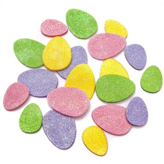 BROKATOWE NAKLEJKI Z PIANKI PASTELOWE JAJKA 20szt, Podkategoria, Kategoria