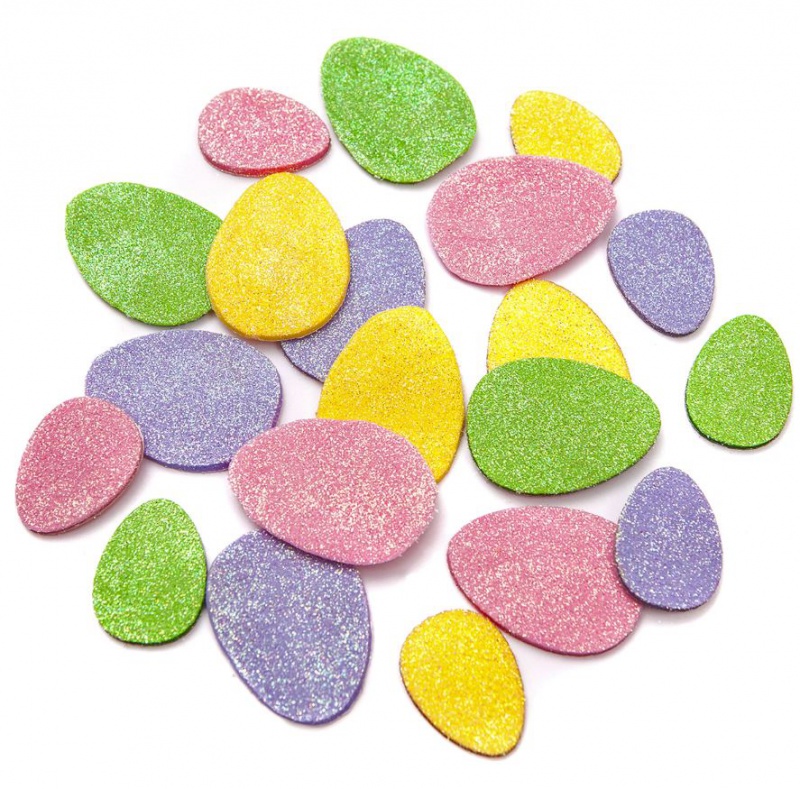 BROKATOWE NAKLEJKI Z PIANKI PASTELOWE JAJKA 20szt, Podkategoria, Kategoria