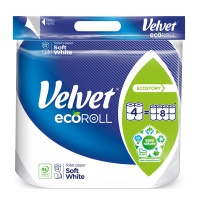 Toilet paper VELVET Delicate White, Ecoroll, 3-ply, 300 leaves, 4pcs, white.