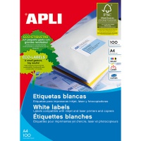Etykiety uniwersalne APLI, 64,6x33,8mm, prostokątne, białe 100 ark., Etykiety samoprzylepne, Papier i etykiety