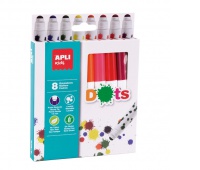 Flamastry APLI Kids, dots-kropki, 8 szt., mix kolorów, Plastyka, Artykuły szkolne