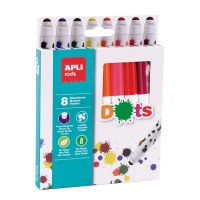 Flamastry APLI Kids, dots-kropki, 8 szt., mix kolorów, Plastyka, Artykuły szkolne