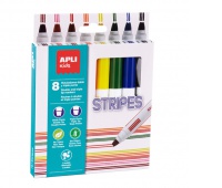 Flamastry APLI Kids, stripes-paski, 8 szt., mix kolorów, Plastyka, Artykuły szkolne