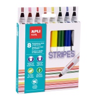 Flamastry APLI Kids, stripes-paski, 8 szt., mix kolorów, Plastyka, Artykuły szkolne