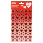 Stickers APLI, metallic, hearts, 1 sheet, 86 pcs, red