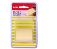 Bloczek samoprzylepny APLI, w rolce, 50mmx8m, blister, pastelowy żółty, Bloczki samoprzylepne, Papier i etykiety