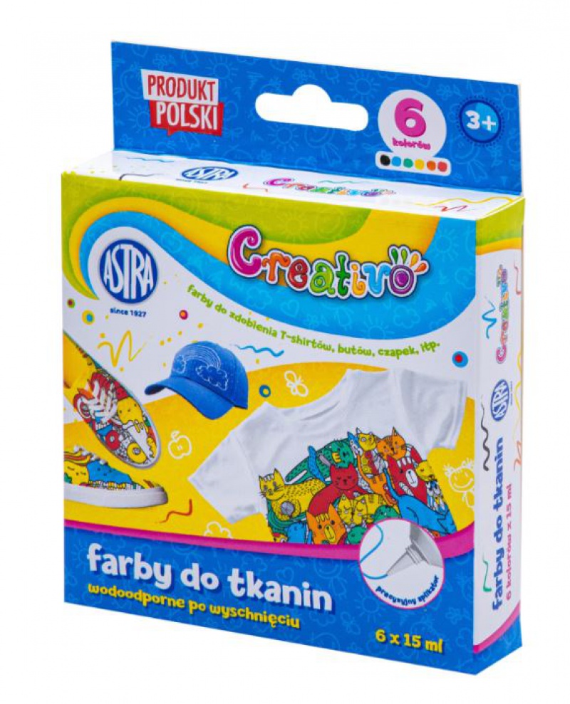Farby do tkanin, zest. 6 x 15ml, CREATIVO ASTRA, Podkategoria, Kategoria