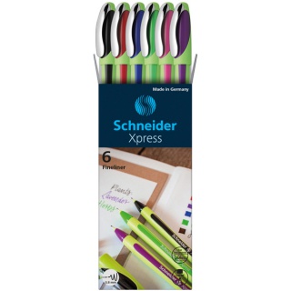 Zestaw cienkopisów SCHNEIDER Xpress, 6szt, 0,8mm (linia), mix kolorów, Cienkopisy, Artykuły do pisania i korygowania
