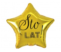BALON FOLIOWY 19" STO LAT GWIAZDA ZŁOTA NADR.CZAR., Podkategoria, Kategoria