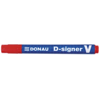 Marker permanentny DONAU D-Signer, 1-4mm (linia), czerwony, Markery, Artykuły do pisania i korygowania