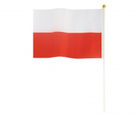 POLSKA FLAGA 14x21cm.Z PATYCZKIEM 30cm.10szt., Podkategoria, Kategoria