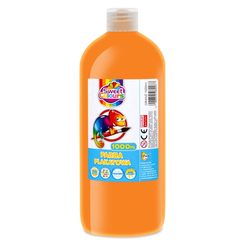 FARBA PLAKATOWA 1000ML.SWEET COLOURS POMARAŃCZOWA, Farby, Plastyka