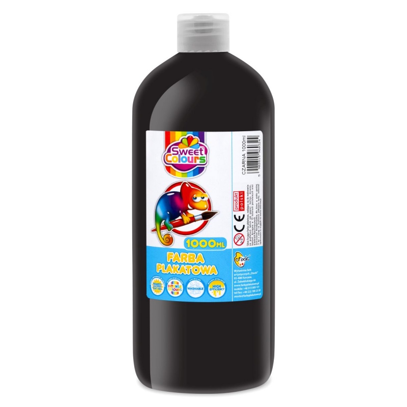 FARBA PLAKATOWA 1000ML.SWEET COLOURS CZARNA, Farby, Plastyka