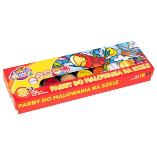 FARBY DO MALOWANIA NA SZKLE 12+1 KOL.20ML.SW.COL., Farby, Plastyka