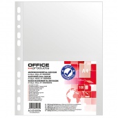 Punched Pockets OFFICE PRODUCTS, PP, A4, cristal, 60 micron, 100pcs, Punched pockets and L-shaped pockets, Document archiving