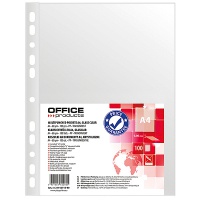Punched Pockets OFFICE PRODUCTS, PP, A4, cristal, 60 micron, 100pcs, Punched pockets and L-shaped pockets, Document archiving