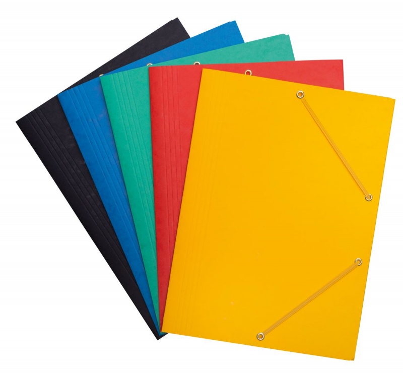 Teczka z gumką OFFICE PRODUCTS, preszpan, A4, 390gsm, 3-skrz., mix kolorów, Teczki płaskie, Archiwizacja dokumentów