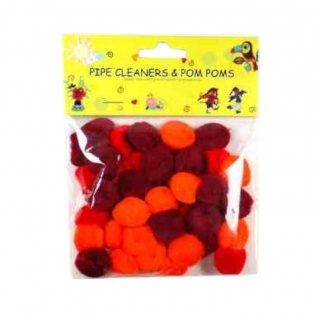 POMPONY 2,5cm 30szt ODCIENIE CZERWIENI LE19-03, Pompony, Art. kreatywne