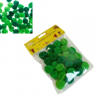 POMPONY 2,5cm 30szt ODCIENIE ZIELENI LE19-03, Pompony, Art. kreatywne