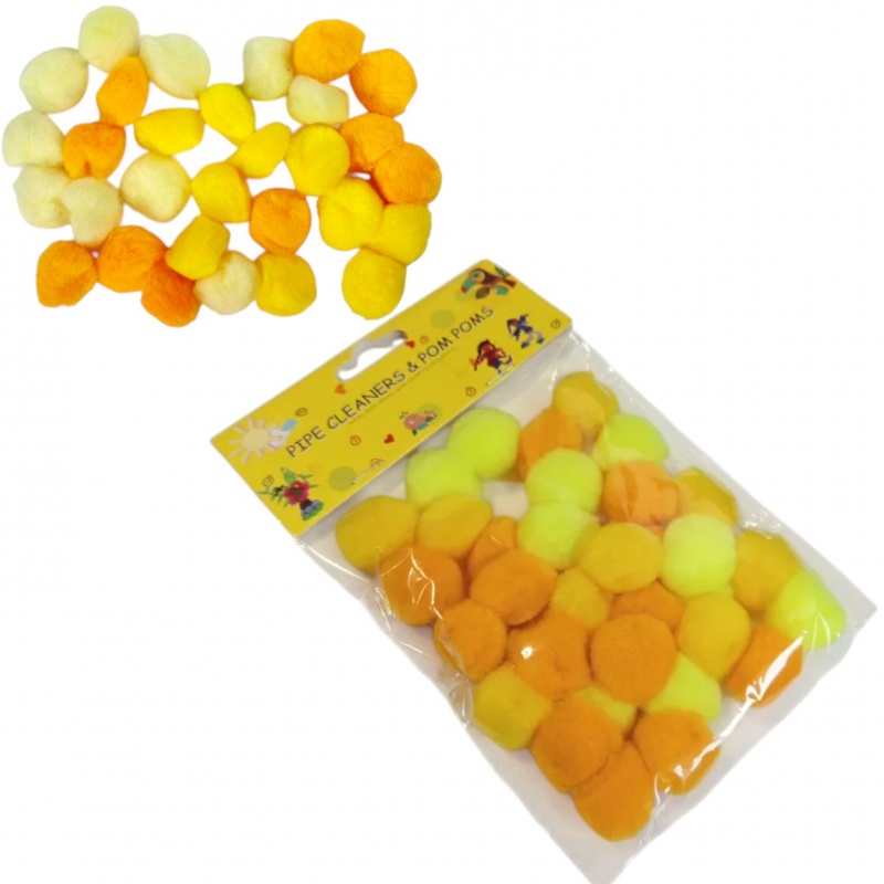 POMPONY 2,5cm 30szt ODCIENIE Ż&Oacute;ŁTEGO LE19-03
