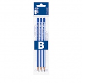 Ołówek drewniany ICO Signetta, B, trójkątny, 3 szt., zawieszka, niebieski, Ołówki, Artykuły do pisania i korygowania