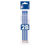 Ołówek drewniany ICO Signetta, 2B, trójkątny, 3szt., zawieszka, niebieski, Ołówki, Artykuły do pisania i korygowania