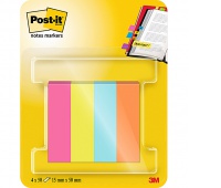 Znaczniki POST-IT® (670-4POP-EU), papier, 12,7x44,4mm, 4x50 kart., mix kolorów neon, Bloczki samoprzylepne, Papier i etykiety