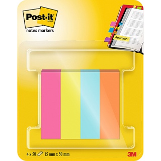 Znaczniki POST-IT® (670-4POP-EU), papier, 12,7x44,4mm, 4x50 kart., mix kolorów neon, Bloczki samoprzylepne, Papier i etykiety