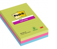 Karteczki samoprzylepne POST-IT® Super Sticky w linie (660 - 3 SSUC), 102x152mm, 3x90 kart., neonowe, Bloczki samoprzylepne, Papier i etykiety