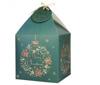 Gift box, Christmas, 11x11 cm, 4 pcs, green
