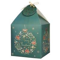 Gift box, Christmas, 11x11 cm, 4 pcs, green