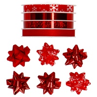 Gift wrapping kit, ribbon 1cmx4m, 4pcs and rosettes 4cm, mix