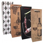 Gift bag, for a bottle, 10.5x33x8.5cm, mix of 4 designs