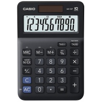 Kalkulator biurowy CASIO MS-10F, 10-cyfrowy, 103x147x28,8mm, czarny, Kalkulatory, Urządzenia i maszyny biurowe