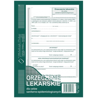 ORZECZENIE LEKARSKIE A5 DO CELÓW SANIT.-EPIDEM., Podkategoria, Kategoria
