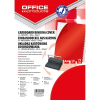 Okładki do bindowania OFFICE PRODUCTS, karton, A4, 250gsm, błyszczące, 100szt., czerwone, Akcesoria do laminacji i bindowania, Prezentacja