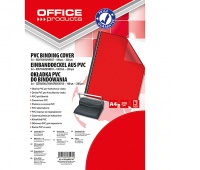 Okładki do bindowania OFFICE PRODUCTS, PVC, A4, 200mikr., 100szt., czerwone transparentne, Akcesoria do laminacji i bindowania, Prezentacja