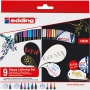 Pen with brush tip e-1340 EDDING, 9 pcs, mix of metallic colors