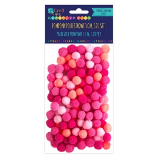 POMPONY POLIESTROWE 1cm MIX R&Oacute;ŻOWY 120szt, Podkategoria, Kategoria