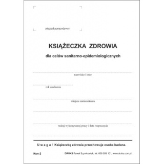 KSIĄŻECZKA SANITARNO-EPIDEMIOLOGICZNA A6, Podkategoria, Kategoria