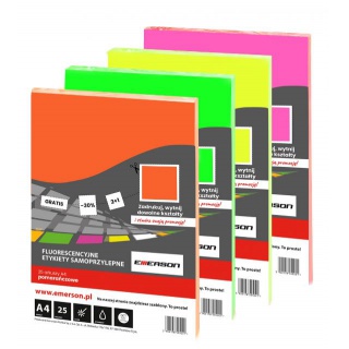 ETYKIETY SAMOPRZ.A4 FLUO POMARAŃCZOWE 25ark., Podkategoria, Kategoria