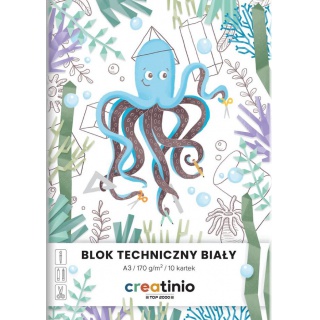 BLOK TECHNICZNY TOP CREATINIO A3 10K.170gr.BIAŁY, Bloki, Zeszyty i bloki