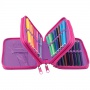 School pencil case GIMBOO, with equipment, 3 compartments, mix colors