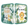 School pencil case GIMBOO, with equipment, 1 compartment, 2 dividers, mix colors